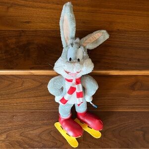 VINTAGE Collectible 1997 Warner Bros Bugs Bunny Ice Skater Plush